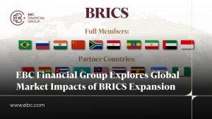 Líderes mundiais celebram expansão do BRICS com um pano de fundo de mapas dos países membros, simbolizando uma mudança transformadora no comércio e finanças globais - EBC