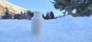 NBCo bottle in snow at Davos