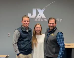 JX Enterprises 55th Anniversary with Austin and Hannah Freeman, third generation, and Eric K. Jorgensen, second generation.