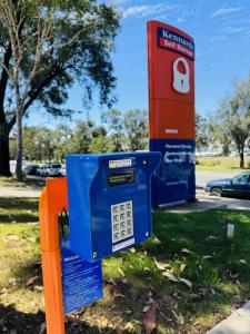 Custom Blue CIA Access Keypad at Kennards' Minto-Airds Road Self Storage Facility in Australia