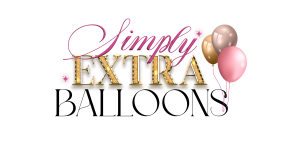 Logo for a colorful balloon decor website showcasing a mother-daughter team's creative event styling and custom balloon artistry, featuring vibrant garlands, columns, and festive decorations.