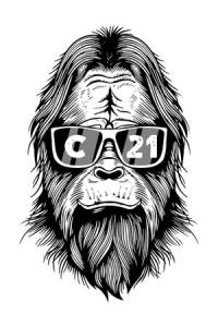 Stylized gorilla illustration wearing sunglasses with 'C21' text, representing Cannabis 21, a leading Aberdeen dispensary offering premium cannabis products and accessories.