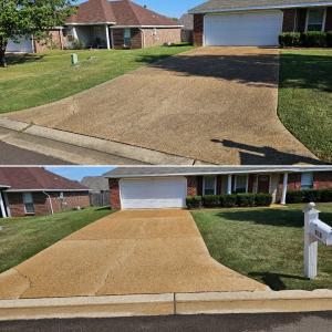 before and after cleaning driveway