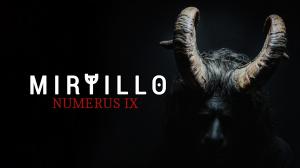 Dark promotional image of Mirtillo – Numerus IX, featuring a shadowy figure with horns and the film title in bold typography.