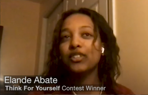 Elande Abate won the Let Grow Think for Yourself Scholarship