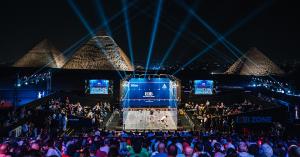 The Pyramids in Cairo and professional squash being played in the evening.