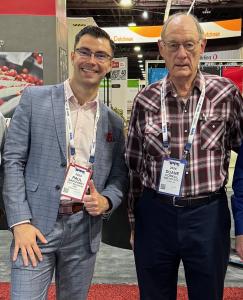 Paul Sadovsky of Egg Breakers USA (left) and Duane Corkill of Midwest BRD (right) at IPPE 2024 trade show in Atlanta, GA