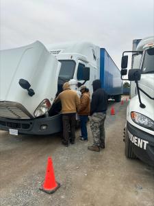 TransTech students practicing the pre-trip inspection in Fayetteville, NC