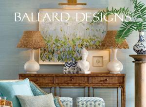 Ballard Designs Furniture and Decor Console Table and art display.