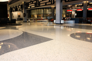 terrazzo with curves and circular forms