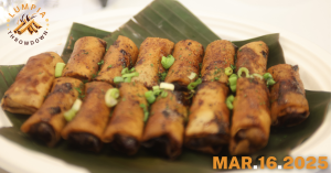 A tray of freshly made lumpia