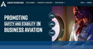 Updated homepage for Aircare International showcasing their refreshed brand identity.