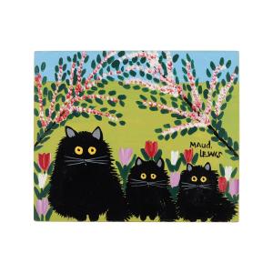 Oil on beaverboard painting by Maud Lewis (Nova Scotia, 1901-1970), titled Three Black Cats, rendered in the second half of 1965, the artist’s most iconic image (CAS$44,840).