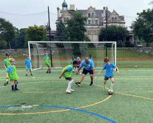 Kids playing soccer