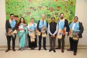 Celebrating the Collaboration, the MPTB officials, VReal Representatives and the Finland's Ambassador to India gather for a photograph