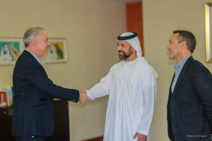 ES Sport Executive team (left to right) Alan Holt, Group Managing; H.E. Sheikh Mohamed bin Saif Al Nahyan, Chairman; and Paul McSorley, Group Financial Director (2)