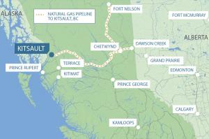 Map of Natural Gas Pipeline to Kitsault