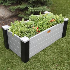 A raised bed container garden
