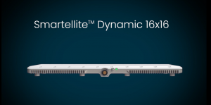 The hiSky's Smartellite Dynamic 16X16 Terminal side view showcasing it's slim form factor