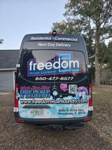 Freedom Wash Laundry's pickup and delivery truck for the Pensacola area.