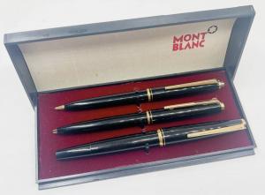 Montblanc Classic three-piece mechanical pencil / ballpoint pen / fountain pen set, accented in 14k gold 585 (est. 450-$600).