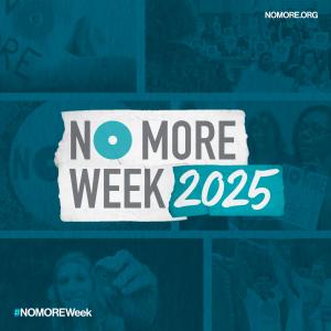 NO MORE Week 2025 logo with images of people taking part