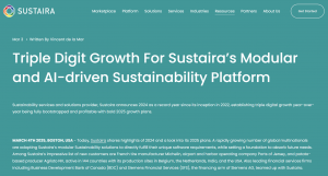 Triple Digit Growth For Sustaira’s Modular and AI-driven Sustainability Platform