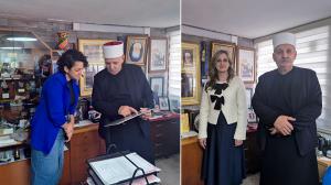 Honored Sheikh Dr. Raafi Halabi, ALLATRA International Public Movement President Maryna Ovtsynova, and ALLATRA ISRAEL CLIMATE SOLUTIONS, President Kamilla Marchenko at the residence of Sheikh Dr. Raafi Halabi in Daliat al-Carmel