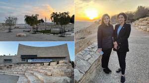 Maryna Ovtsynova, President of the ALLATRA International Public Movement, along with Kamilla Marchenko, President of ALLATRA ISRAEL CLIMATE SOLUTIONS, place stones as a sign of respect on the grave of David Ben Gurion