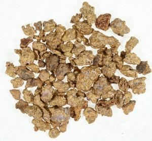 21.4 grams of placer gold nuggets weighing .686 troy oz., from a volcano claim in an ancient stream bed above Goler Wash in the El Paso mountains near Death Valley, Calif. ($2,125).