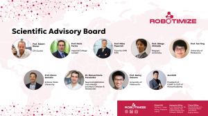 Image of the Robotimize Scientific Advisory Board arranged clockwise from the top left: Professor Robert Riener, Professor Dario Farina, Professor Milos Popovic, Professor Shingo Shimoda, Professor Tan Ying, Professor Marco Santello, Dr Manuel Murie Ferna