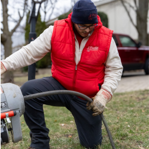  J. Blanton Plumbing technician performing a thorough plumbing inspection, showcasing the company’s expertise in identifying spring thaw risks and providing trusted plumbing contractor and emergency plumber services.