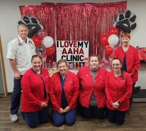 Veterinarian team celebrating AAHA Day