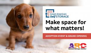 Great American Self Storage and ARC logos with puppy photo