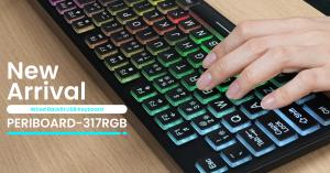 ERIBOARD-317RGB wired backlit USB keyboard with customizable RGB lighting, large print keys, and a chiclet design for enhanced visibility and comfortable typing.