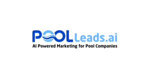 PoolLeads.AI logo featuring a modern design with the tagline 'AI Powered Marketing for Pool Companies,' representing AI-driven lead generation for pool businesses.