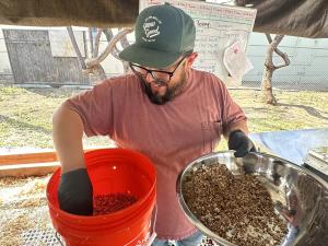 Gregg De La Rosa working at GrowGood Farm, Archi's Institute, career transition, agribusiness education, sustainable agriculture