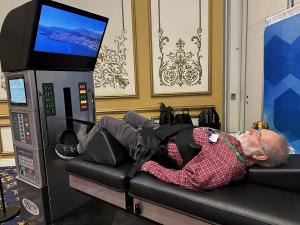 Doctor Trying DRX9000 Lumbar Spinal Decompression Table at Parker Las Vegas