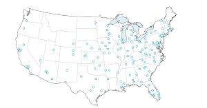 Map of U.S. medical schools with participating students
