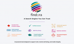 Findora is an ecosystem of AI-powered tools designed to support truth, mental well-being, and media integrity. It includes Canada’s first AI search engine, Verified answers, Multimodal agentic intelligence, Gold-standard deepfake detection, Advanced priva