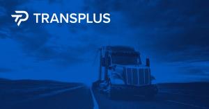 Semi Truck on a Highway with Blue Filter and White TransPlus Text Logo