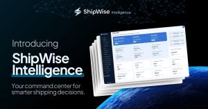 “Marketing image for ShipWise Intelligence featuring the tagline ‘Your command center for smarter shipping decisions,’ with a sample dashboard UI overlaid on a space view of Earth.”