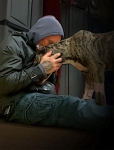 Jeff Callaway and his adopted dog EthanAlmighty during his recovery.