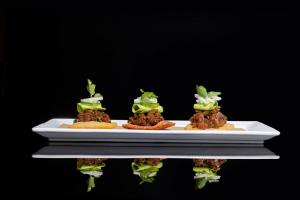 small tuna covered tostadas