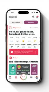 Image if the Rhubarb gardening app on a mobile device.