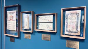 Some of  Stanley HUI's financial collections on display