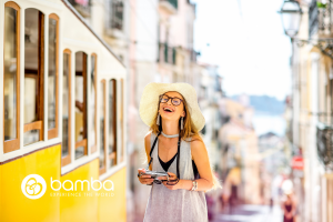 Laughing influencer on a trip - Bamba Travel