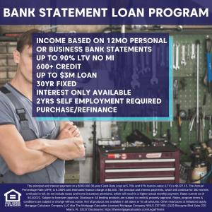 Bank Statement Mortgage Loan Programs for Self Employed Borrowers and Investors