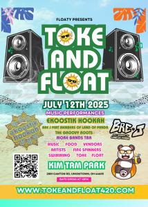 Flyer for the Toke and Float 2025 Music Festival