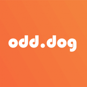 Orange and White Odd Dog Media Logo | Seattle Digital Marketing Agency
